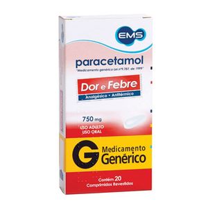 Paracetamol 750mg 20 Comprimidos - Ems Generico