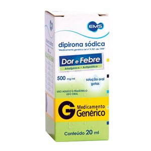 Dipirona Monoidratada 500mg Soluçao Oral Gotas 20ml - Ems Generico
