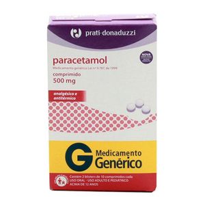 Paracetamol 500mg 20 Comprimidos - Prati Donaduzzi Generico