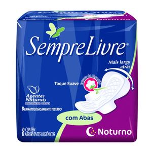 Absorvente Com Abas Toque Suave Noturno Sempre Livre 8u