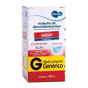 Maleato De Dexclorfeniramina 2mg/5ml Soluçao Oral 120ml - Ems Generico