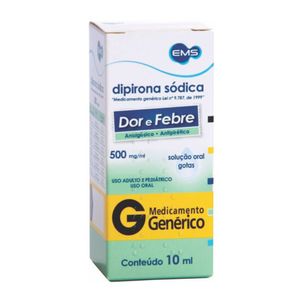 Dipirona Monoidratada 500mg/Ml Soluçao Oral Gotas 10ml - Ems Generico