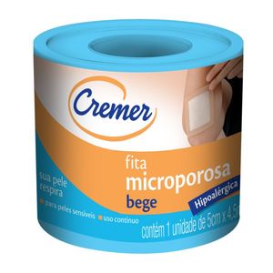 Fita Microporosa Hipoalergica Bege Cremer 5cm X 4,5m