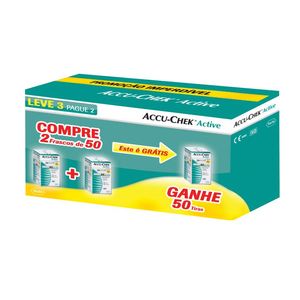 Tiras Para Teste Active Accu-Chek 50u Cada Leve 3 Pague 2