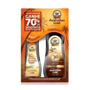 Kit Protetor Solar Fps 30 Spray Gel Instant Bronzer 237g + Acelerador De Bronzeado Dark Tanning 125g Australian Gold