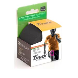 Fita Bandagem Funcional Adesiva Preto 5cmx5m Tmax