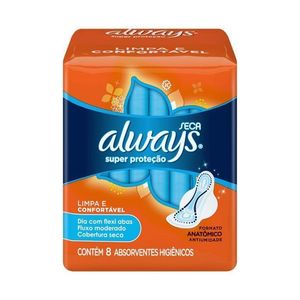 Absorvente Super Proteçao Com Abas Cobertura Seca Basico Always 8u