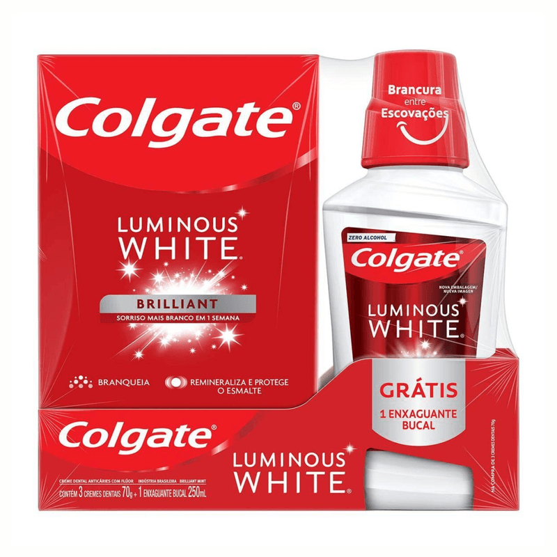 Creme-Dental-Luminous-White-Colgate-3un-90g-Gratis-Enxaguante-Bucal-Luminous-White-Colgate-250ml