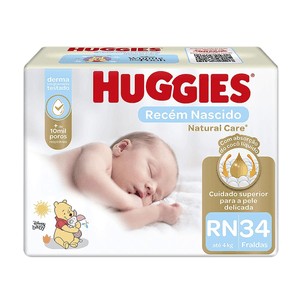 Fralda Huggies Natural Care RN 34 Unidades