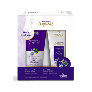Kit Progè Sabonete Líquido 200ml + Creme Hidratante Corporal 200ml Açai e Flor de Lotus