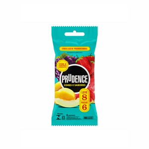 Preservativo Lubrificado Cores e Sabores Mix Sabores 8 Unidades  Prudence