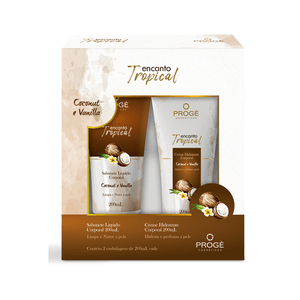 Kit Progè Sabonete Líquido 200ml + Creme Hidratante Corporal 200ml Encanto Tropical – Coconut e Vanilla