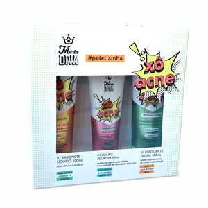Kit Maria Diva Xô Acne Sabonete + Esfoliante + Loção Secativa