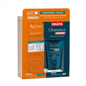 Kit Avène Protetor Solar Mat Perfect Antiacne FPS60 40g + Gel de Limpeza Cleanance 40g