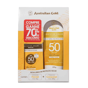 Kit Australian Gold - Protetor Solar Corporal FPS50 200g + Protetor Solar Facial FPS50 50g