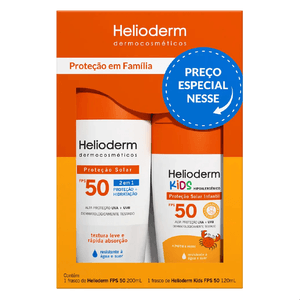 Kit Família Protetor Solar Helioderm FPS50 200ml + Protetor Solar Kids FPS50