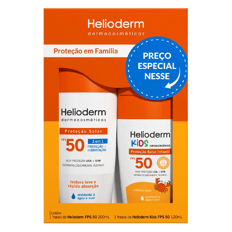 Kit-Familia-Protetor-Solar-Helioderm-FPS50-200ml---Protetor-Solar-Kids-FPS50