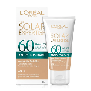Protetor Solar Facial L'Oréal Expertise Antioleosidade FPS60 Cor 1.0 40g