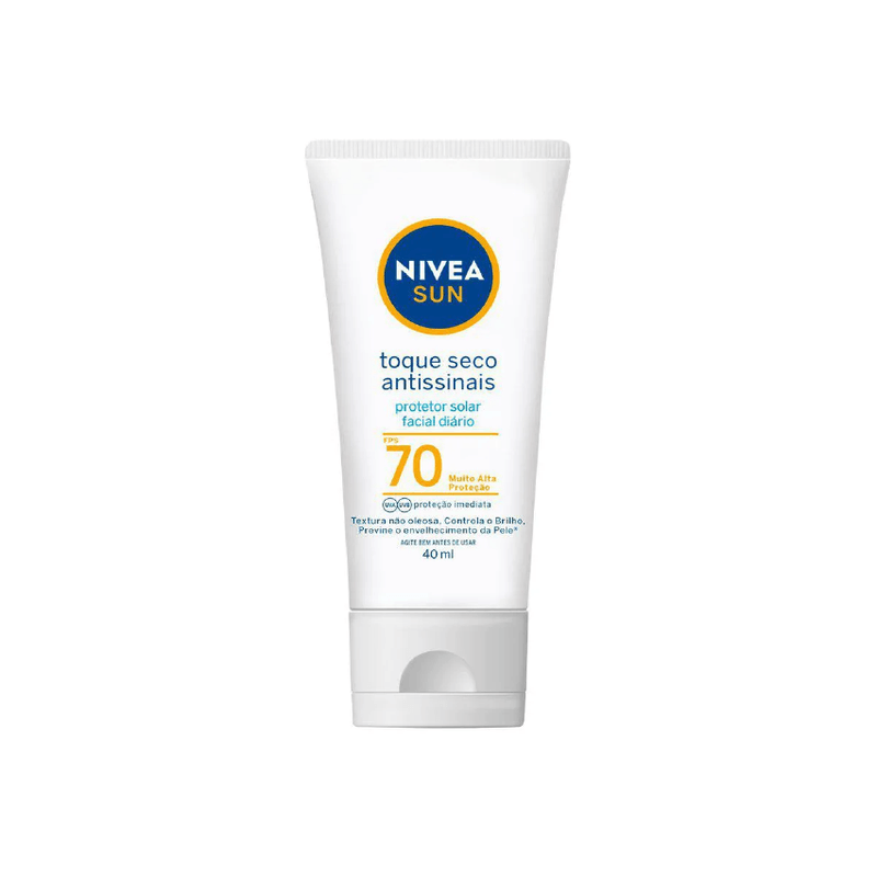 Protetor-Solar-Facial-Nivea-Sun-Toque-Seco-Antissinais-Toque-Seco-FPS70-40ml