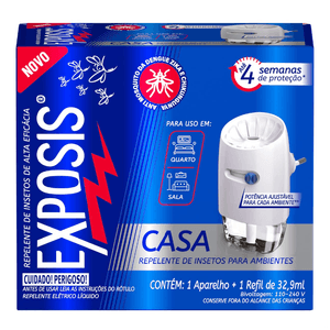 Repelente Elétrico Líquido Exposis Casa Aparelho + Refil 32,9ml