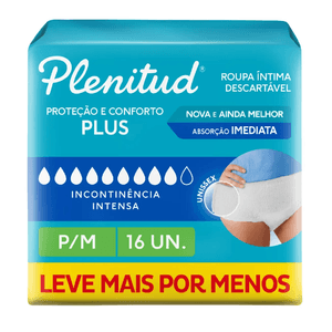 Roupa Íntima Plenitud Unissex P/M 16unid