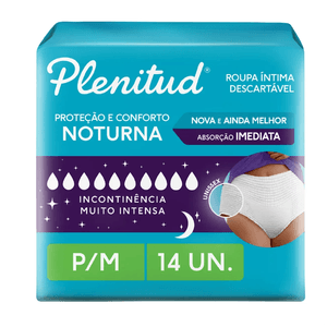 Roupa Íntima Plenitud Unissex Noturna P/M 14unid