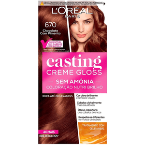 Tintura Creme 670 Chocolate com Pimenta Sem Amonia Casting Creme Gloss L'Oréal Paris