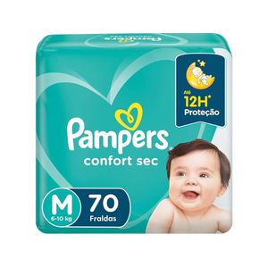 Fralda Pampers Confort Sec Tamanho Médio M 70 Unidades Bag