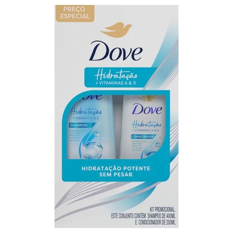 Kit Dove Hidratacao + Vitamina A-E Shampoo 400ml + Condicionador 200ml