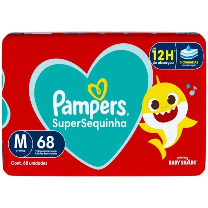 Fralda Pampers Supersequinha Tamanho M 68 Unidades