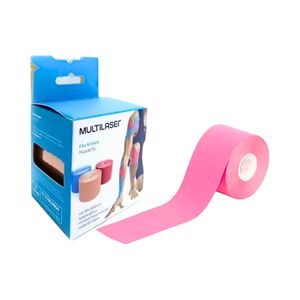 Fita Elástica Kinésio Rosa Multilaser HC028 5x500cm
