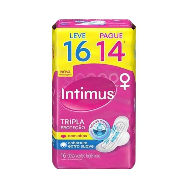 Absorvente Intimus Gel Tripla Protecao Suave CAbas Leve 16 Pague14 und
