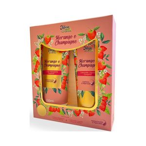 Kit Maria Diva Hidratante 200ml + Sabonete Líquido 200ml Morango e Champagne