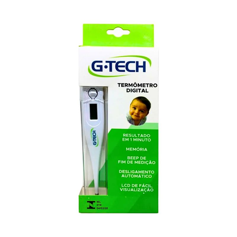 Termometro Clinico Digital Branco Ponta Rigida G-Tech