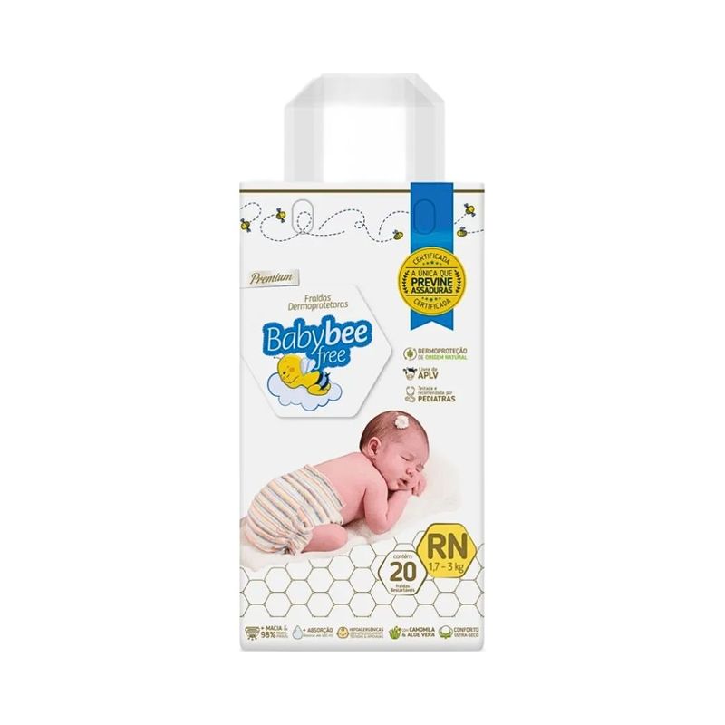Fralda Baby Bee Free Premium Dermoprotetora RN 20 Und