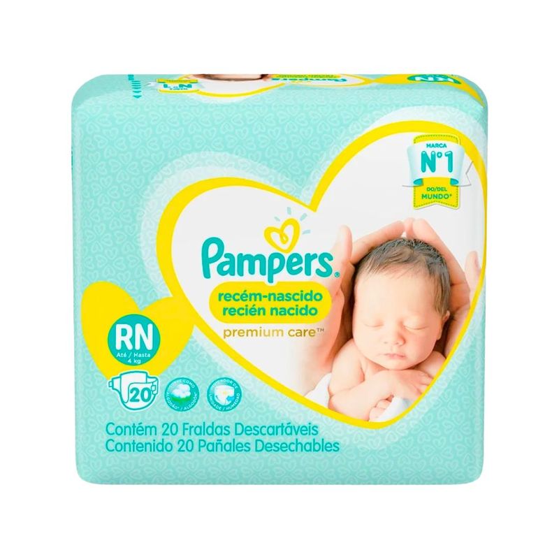 Fralda Pampers Premium Care RN 4kg 20 Unidades